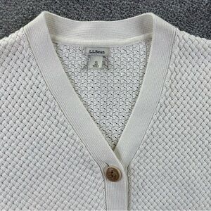 L.L. Bean Popcorn Off-White Textured Knit Basketweave Cardigan